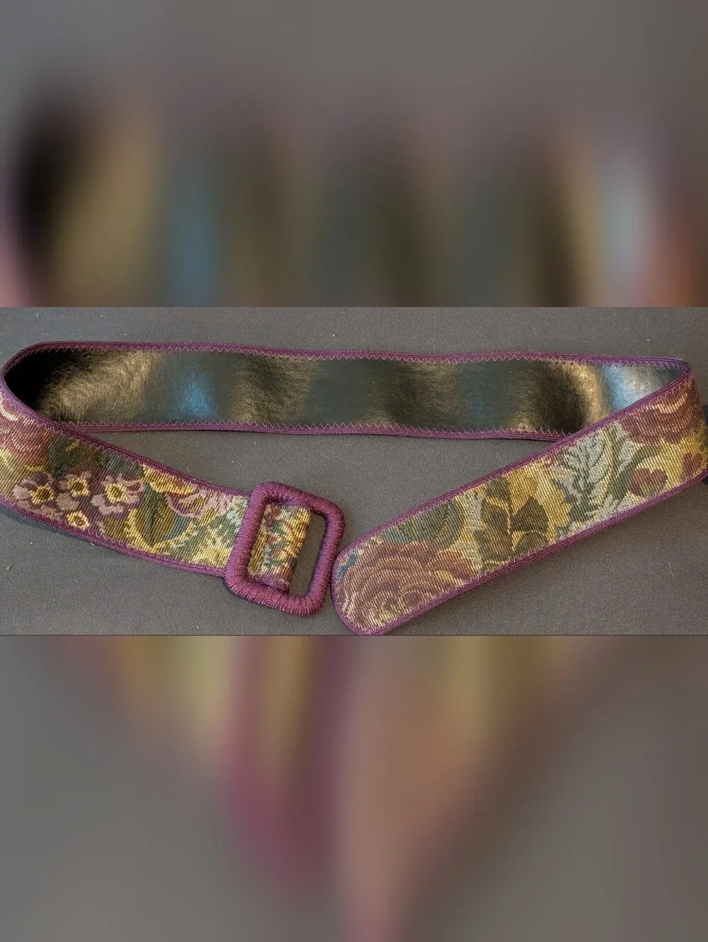 Purple Floral Tapestry Botanical Waist Belt Fairycore Boho Accessories - Picture 3 of 4
